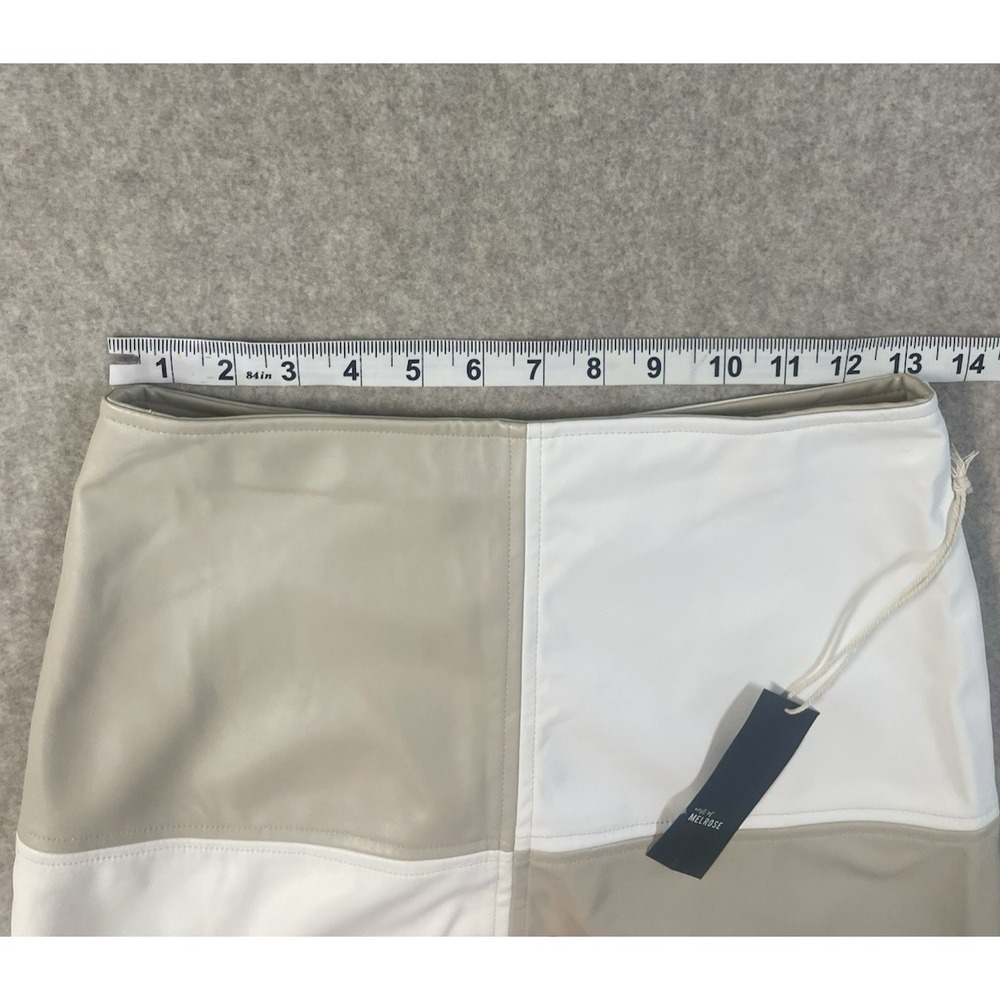 NWT‎ Tillys West Of Melrose Faux Leather Skirt Cream/beige Checker Sm Mini - Picture 5 of 9
